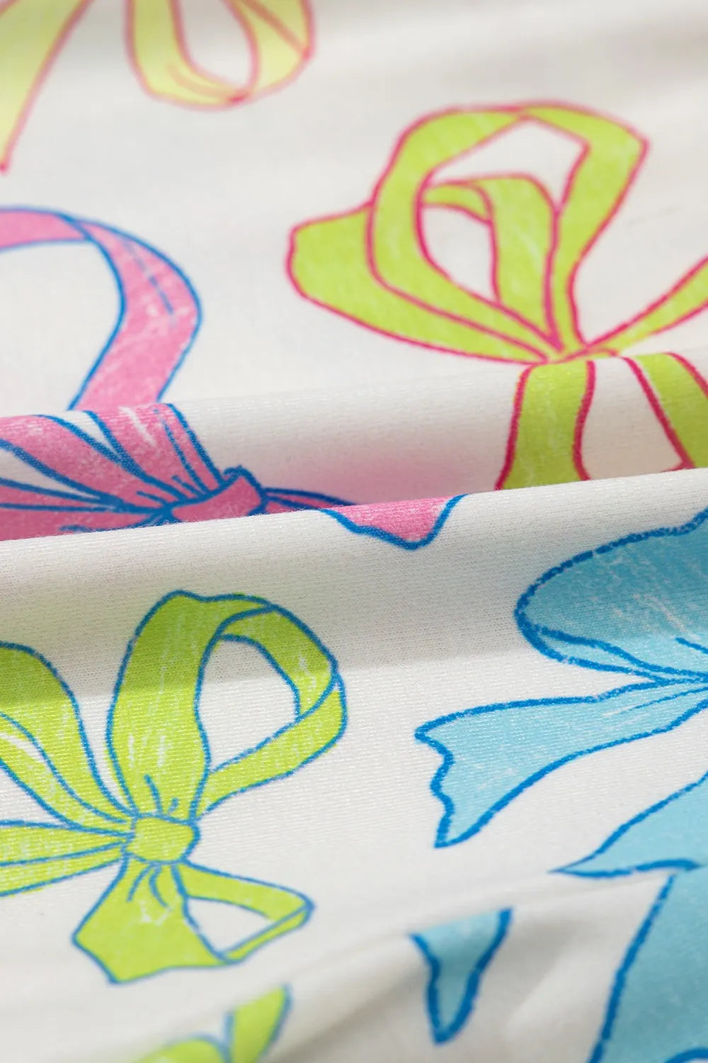 Cheerful Bow Print Elastic Pull On Casual Shorts - adritiX
