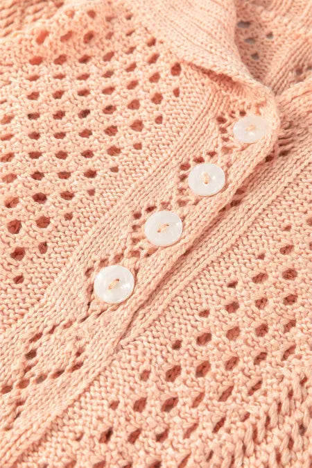 Cutout Collared Neck Three-Quarter Sleeve Sweater - adritiX