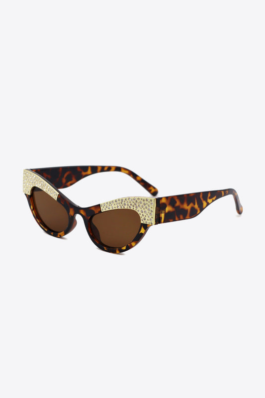 UV400 Rhinestone Trim Cat-Eye Sunglasses - adritiX