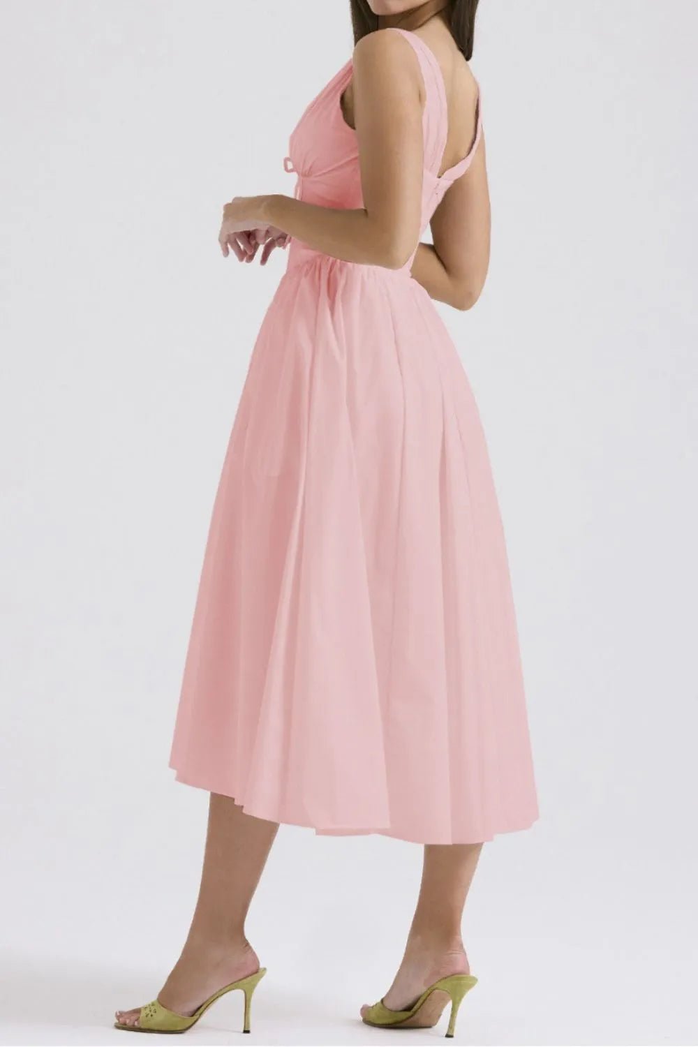 Chic & Sleek Ruched V-Neck Dress with Pockets – Effortless Style for Every Occasion - adritiX