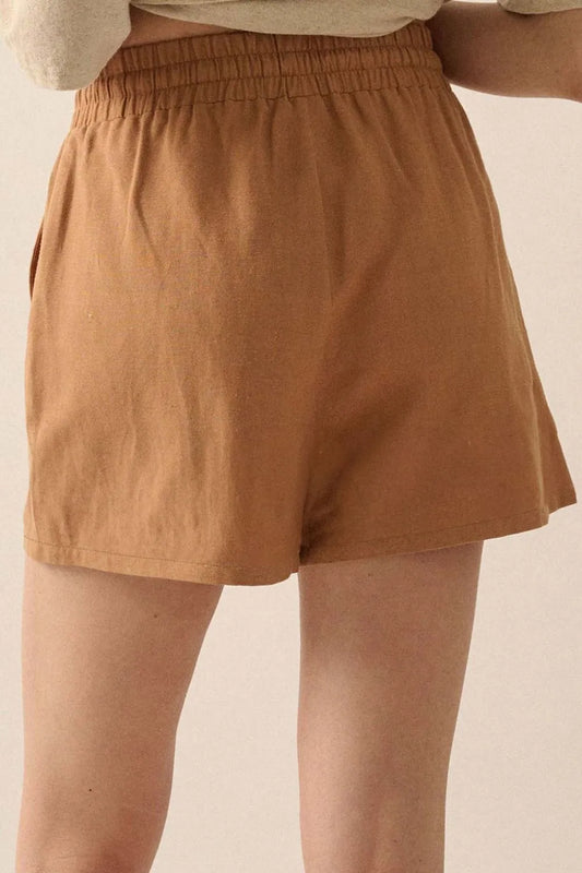 Embroidered Boho Tasseled Drawstring Elastic Waist Casual Shorts - adritiX