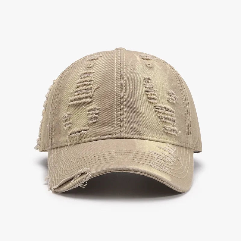 Distressed Adjustable Cotton Baseball Cap - adritiX