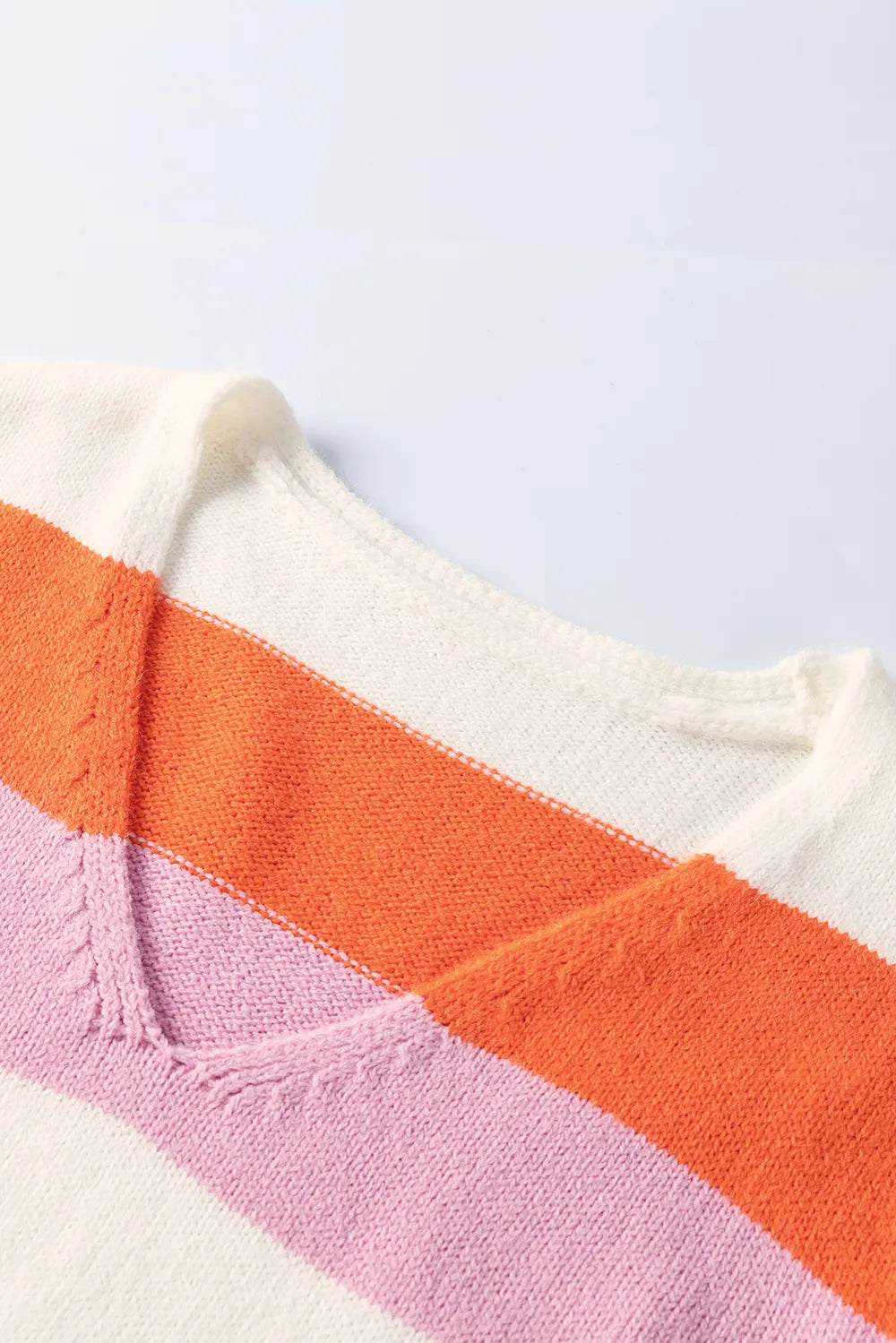 Color Block V-Neck Long Sleeve Sweater - adritiX