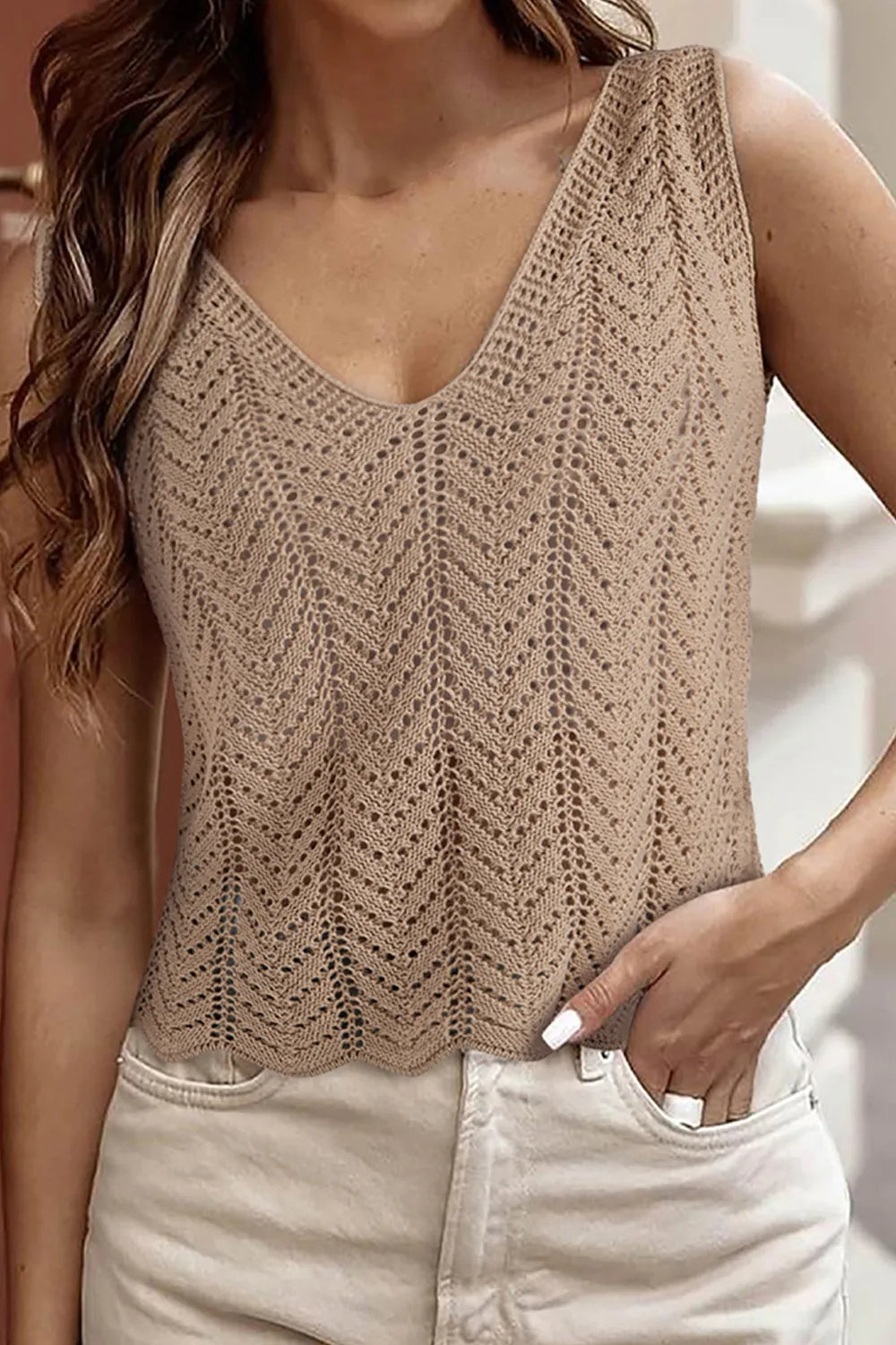 Openwork V-Neck knit Vest - adritiX