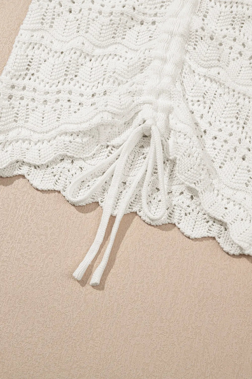 Hollowed Knit V Neck Drawstring Sweater Vest - adritiX