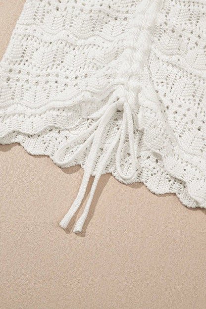 Hollowed Knit V Neck Drawstring Sweater Vest - adritiX