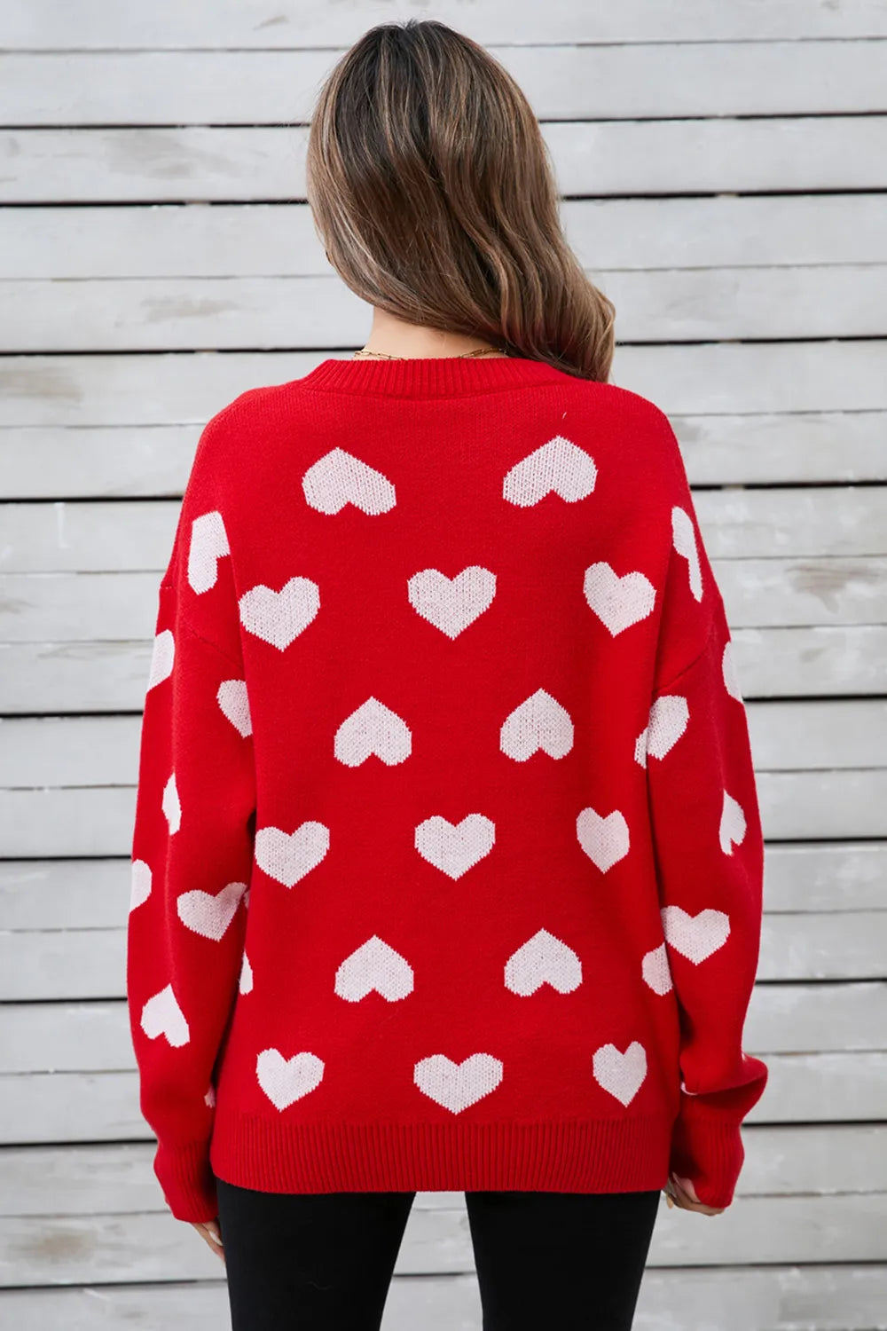 Angel Wings Heart Round Neck Long Sleeve Sweater - adritiX