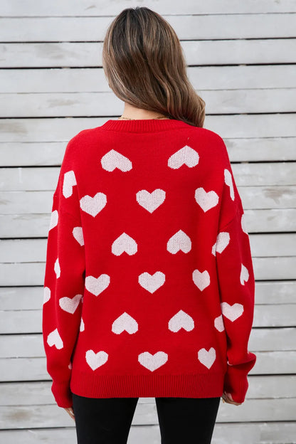 Angel Wings Heart Round Neck Long Sleeve Sweater - adritiX
