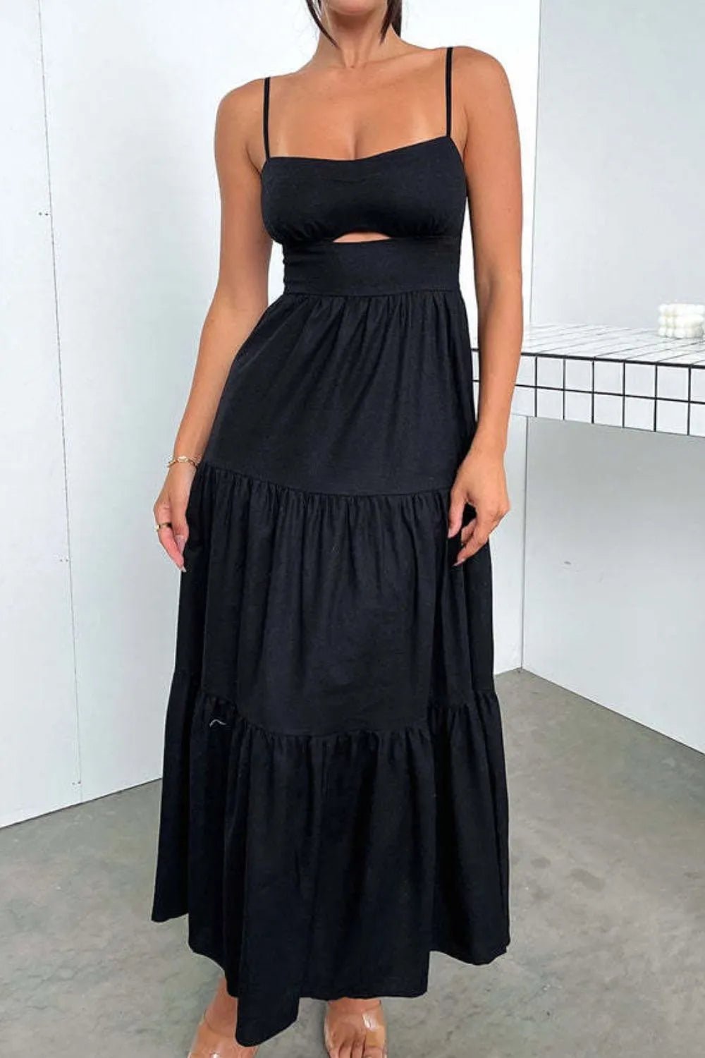 Cut-Out Tiered Dress with Spaghetti Straps - adritiX