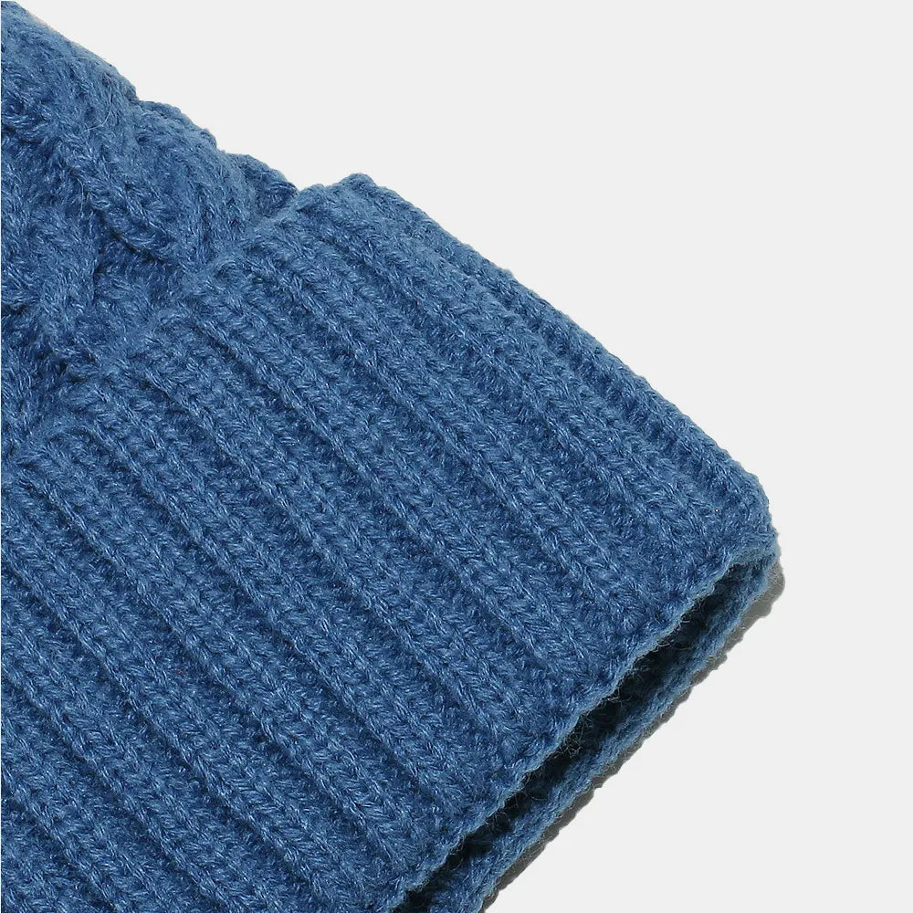 Cable Knit Winter Hat with Pompom - adritiX