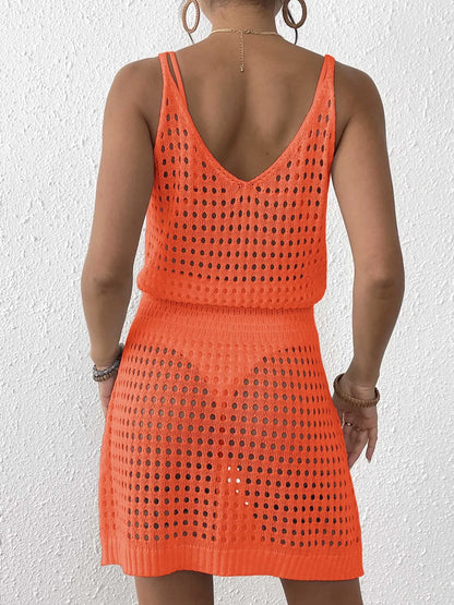 Elegant Crochet Knit Cover Up Mini Dress - adritiX