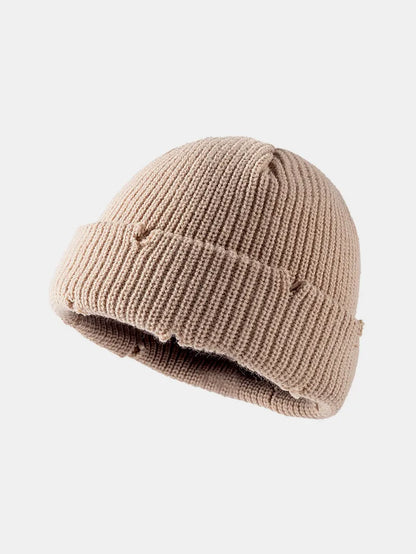 Distressed Cuffed Knit Hat - adritiX