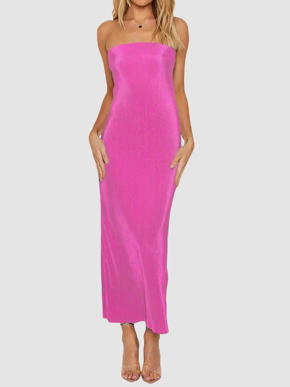 Lace-Up Back Tube Maxi Dress - adritiX