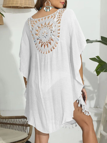 Tassel Crochet Round Neck Cover-Up - adritiX