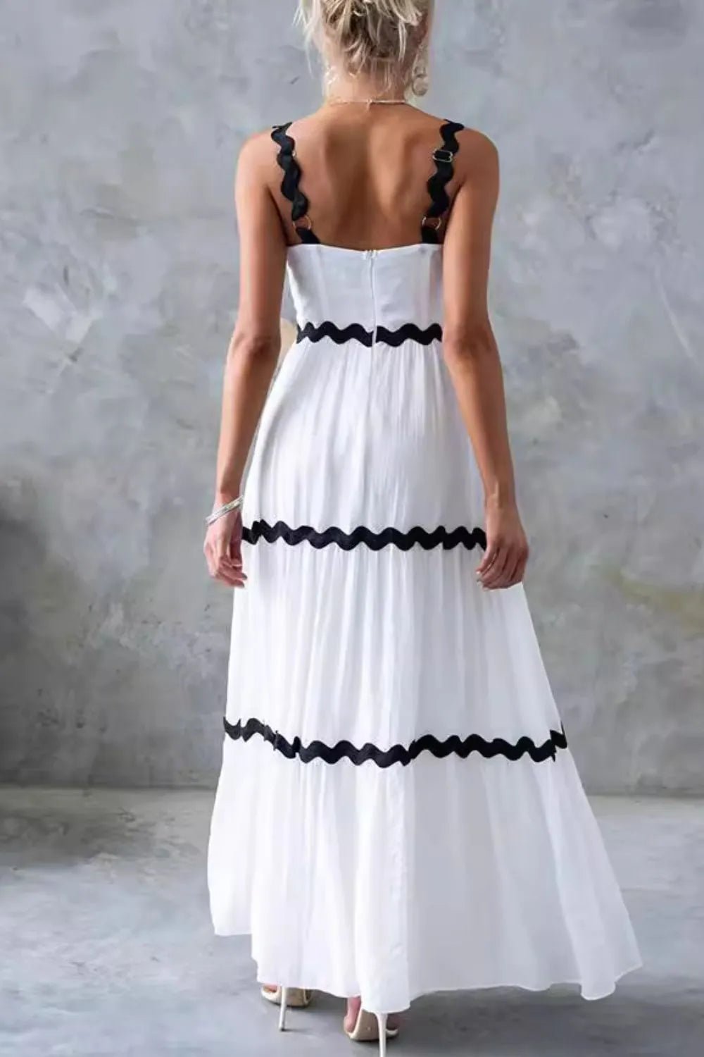 Tiered Maxi Dress with Scalloped Trim - adritiX