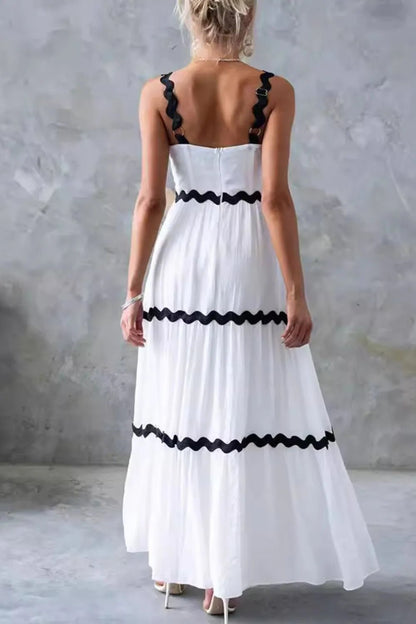 Tiered Maxi Dress with Scalloped Trim - adritiX