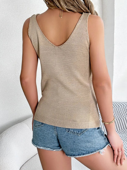 Openwork Wide Strap Knit Vest - adritiX