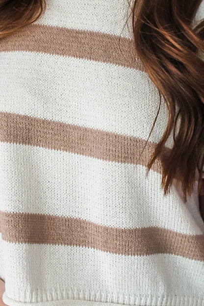 Striped Round Neck Short Sleeve Knit Top - adritiX