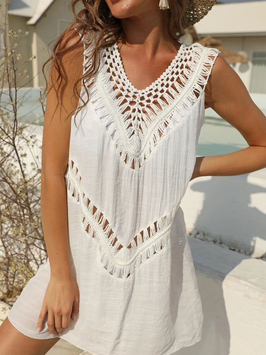 Crochet Detail Beach Cover Up Dress - adritiX