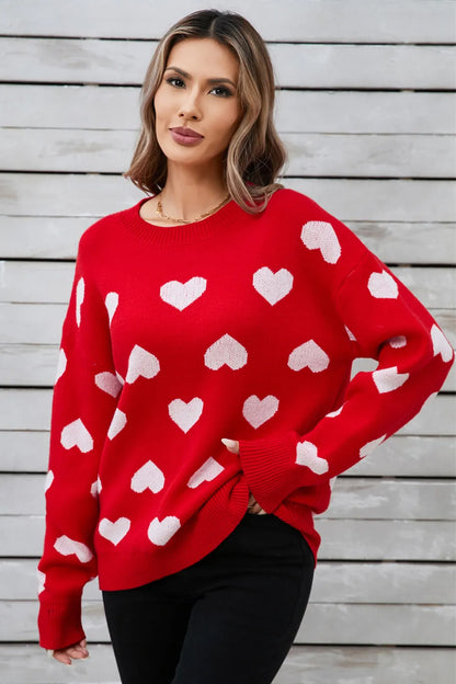 Angel Wings Heart Round Neck Long Sleeve Sweater - adritiX