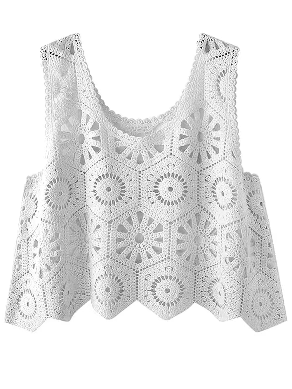 Openwork Round Neck Knit Vest - adritiX