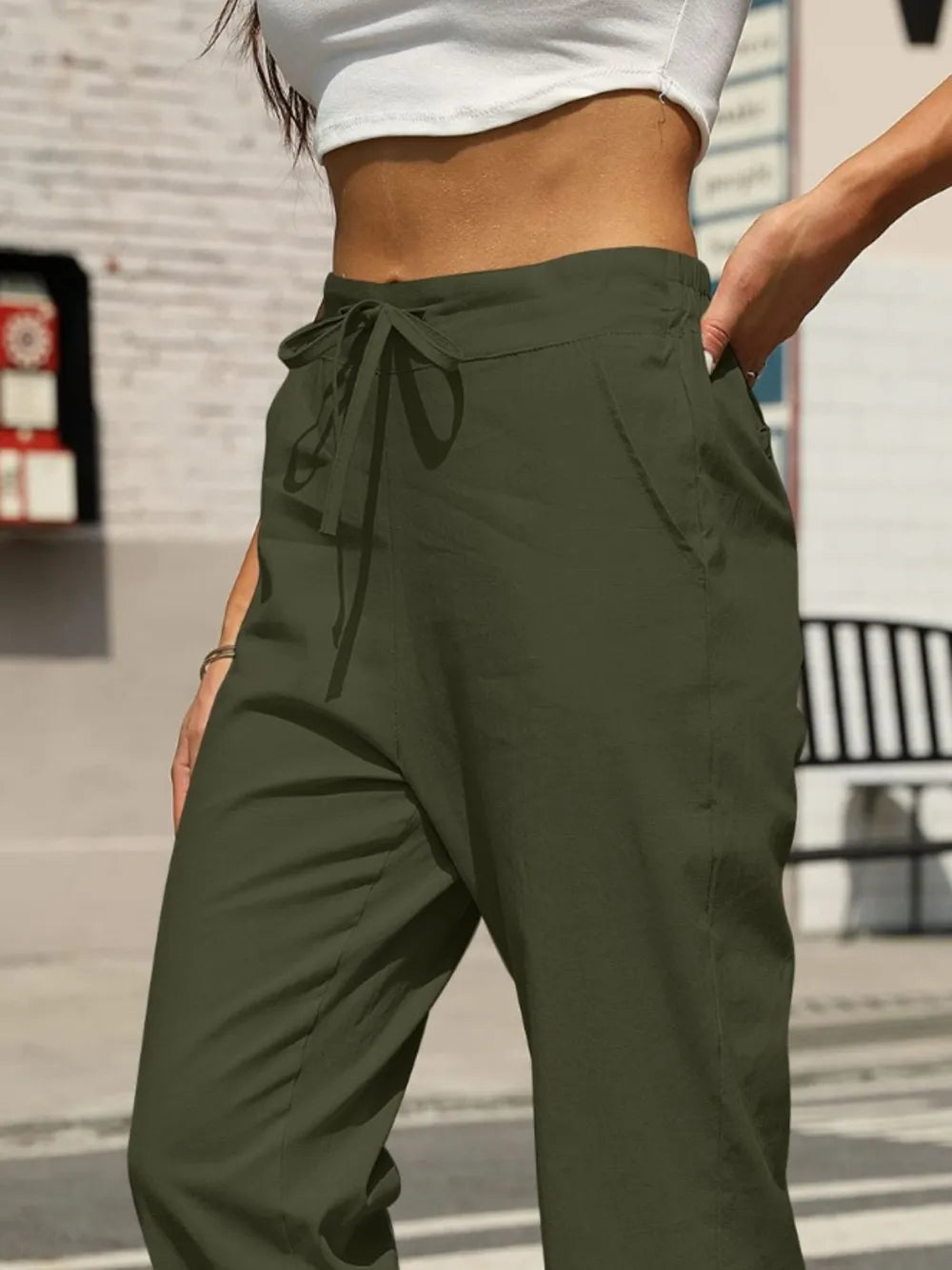 Elastic Waist Tapered Pants - adritiX