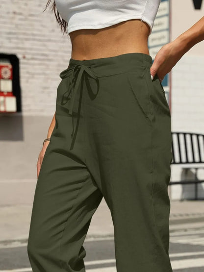 Elastic Waist Tapered Pants - adritiX