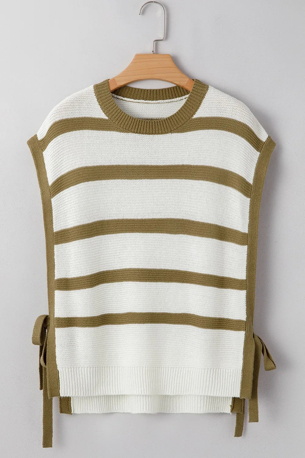 Stripe Tie Open Side Sweater Knitted Top - adritiX