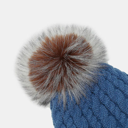 Cable Knit Winter Hat with Pompom - adritiX