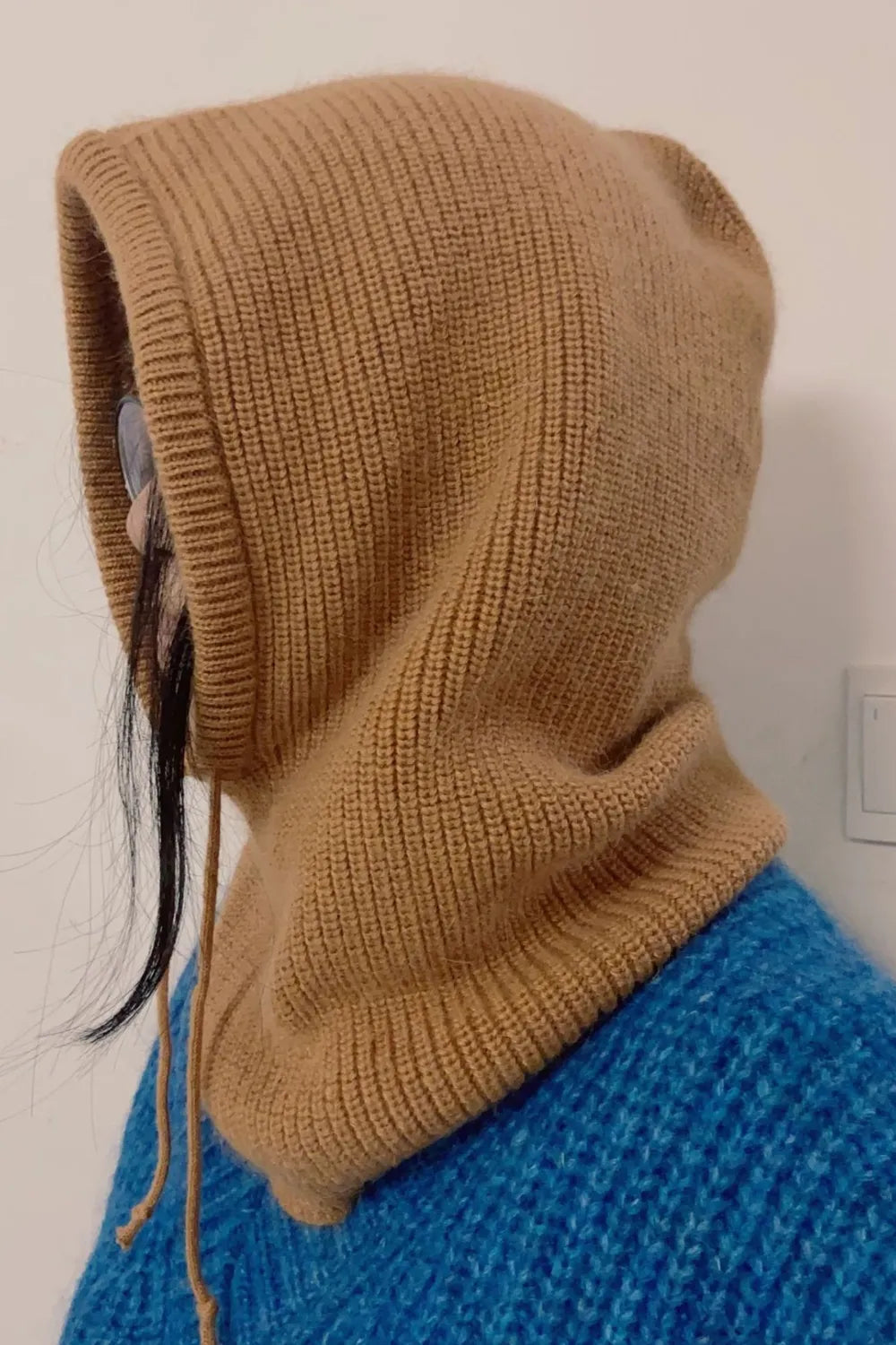 Drawstring Solid Color Thermal Knit Hat - adritiX