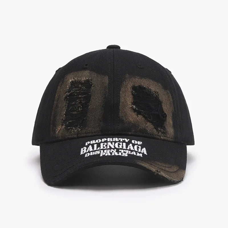 Distressed Letter Cotton Baseball Cap - adritiX