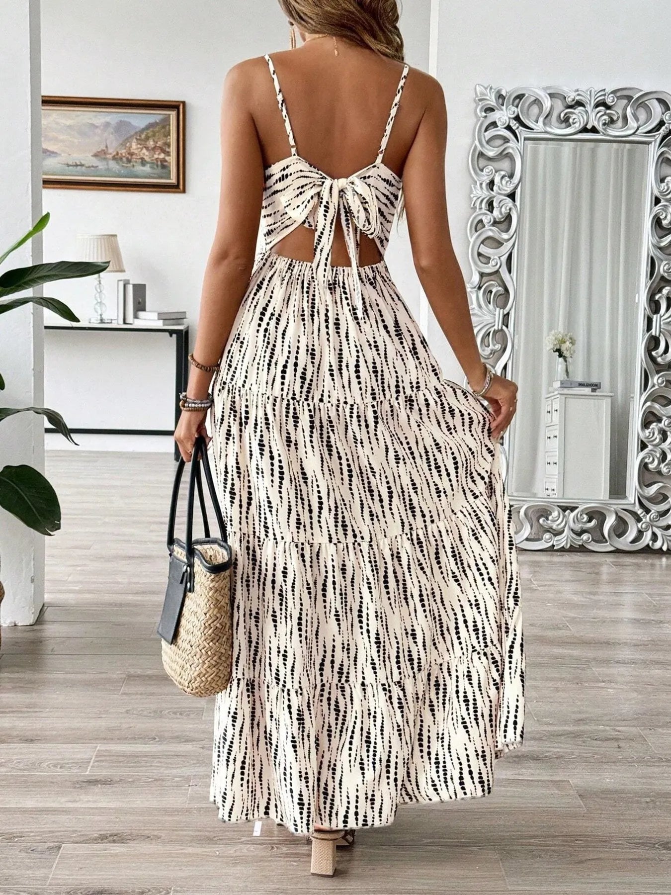 Tie Back Tiered Midi Cami Dress - adritiX