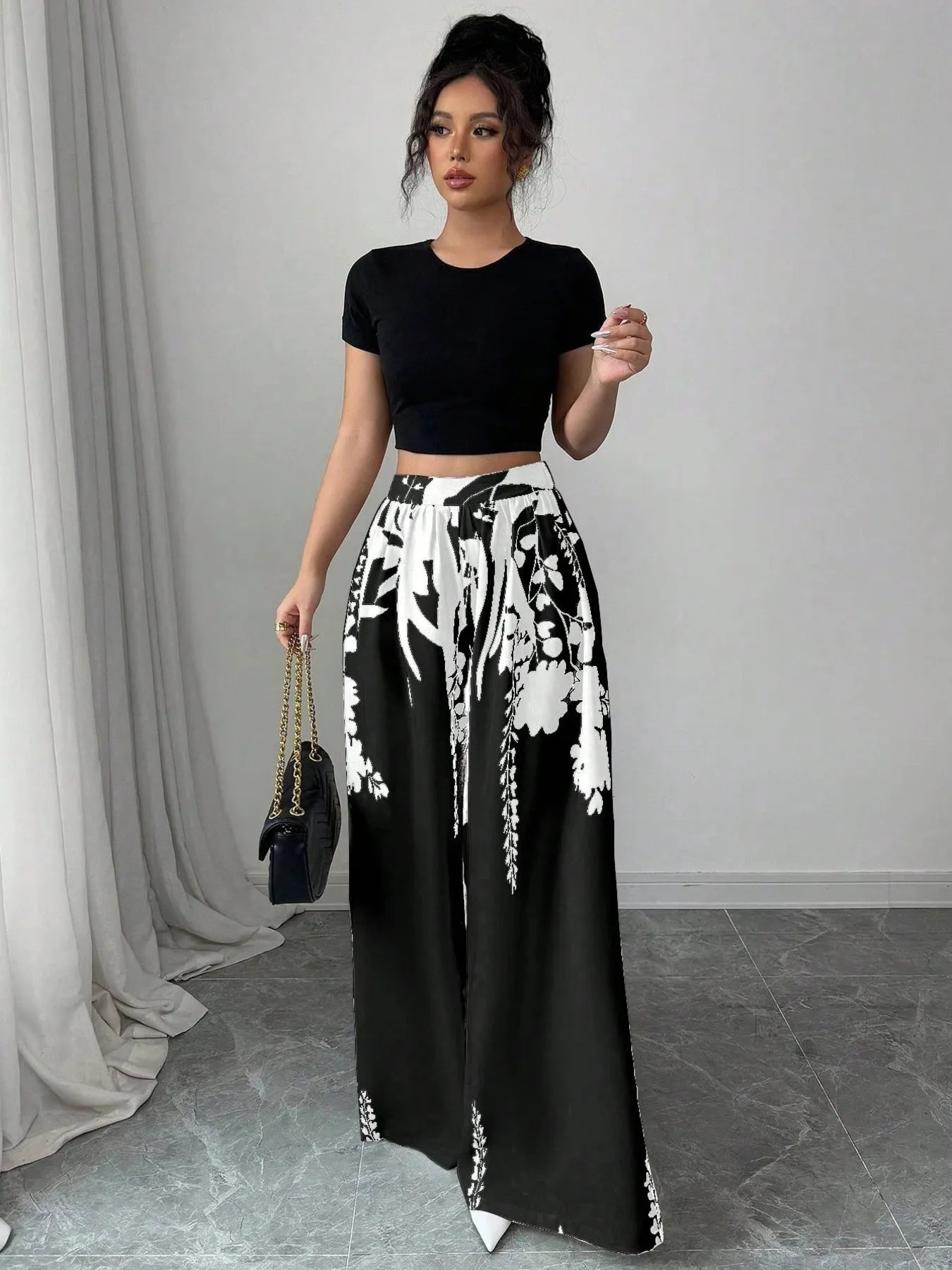 Printed Wide Leg Pants - adritiX