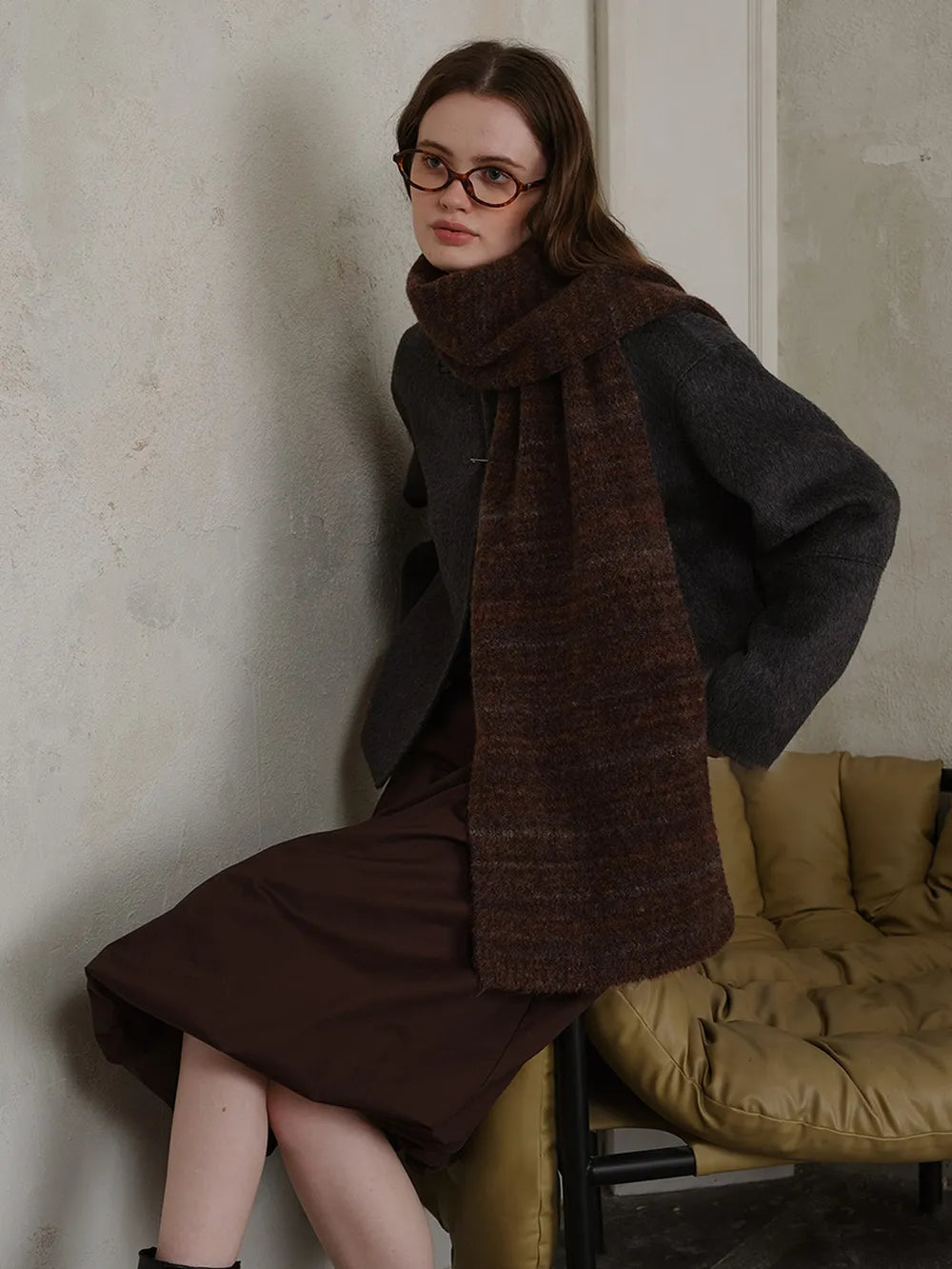 Striped Detail Knit Scarf - adritiX