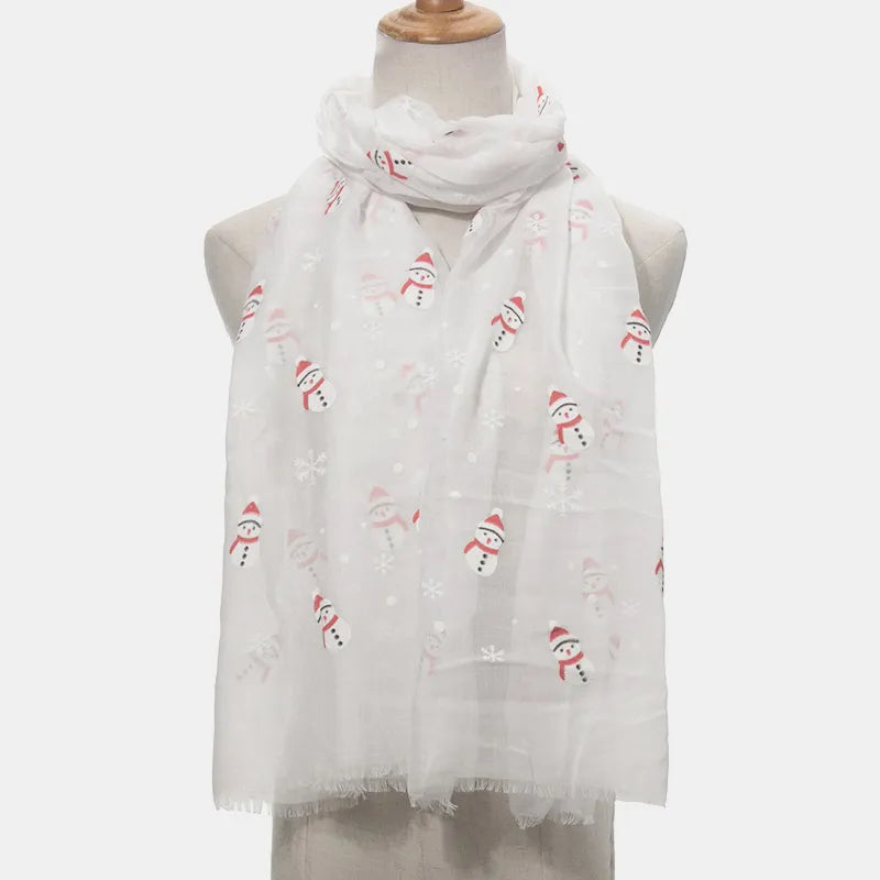 Fringe Snowman Polyester Scarf - adritiX