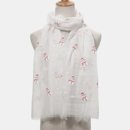 Fringe Snowman Polyester Scarf - adritiX