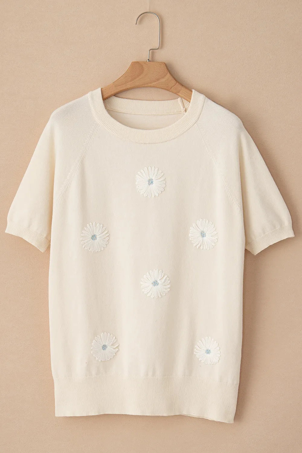 Daisy Round Neck Short Sleeve Knit Top - adritiX