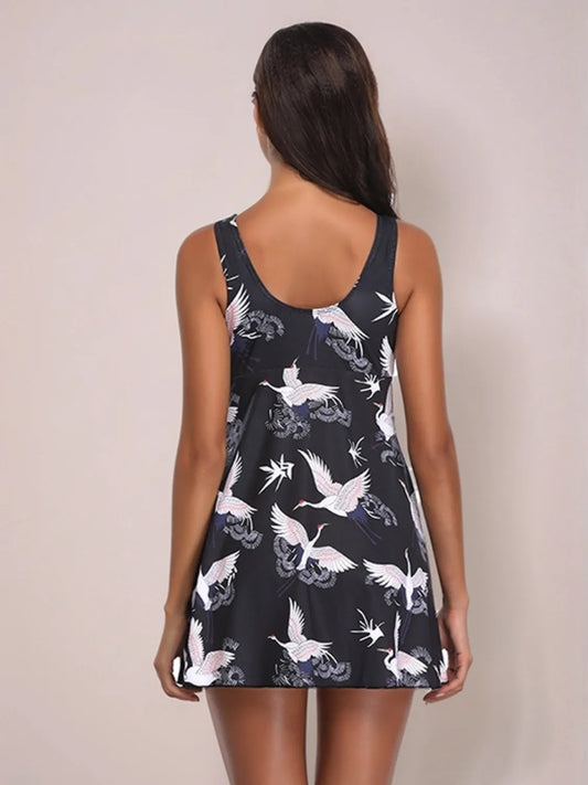 Full Size Printed Slit Plunge One-Piece Swimwear Plus Size - adritiX