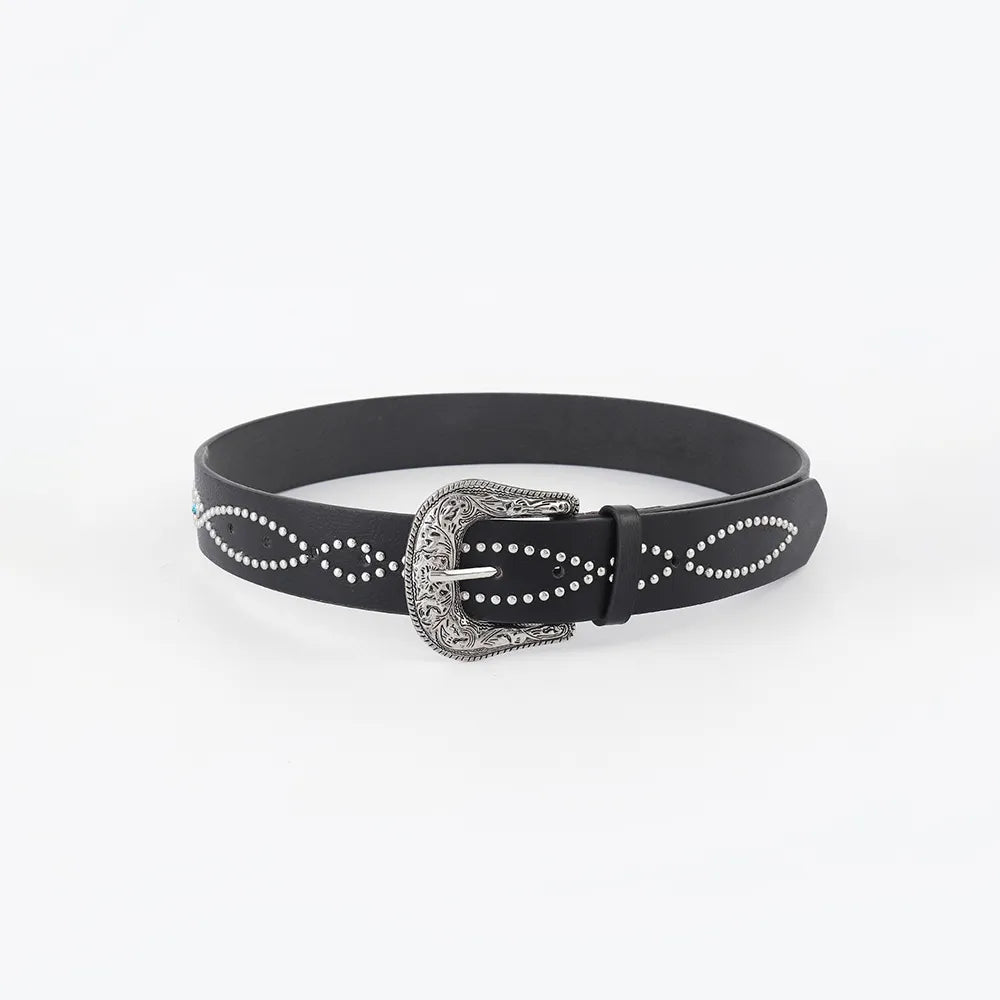 PU Leather Rhinestone Belt - adritiX
