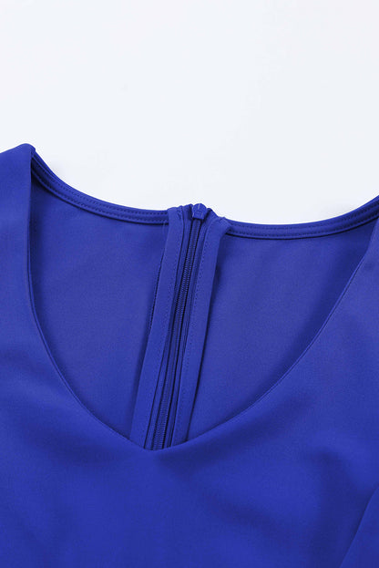 Elegant Belted Puff Sleeve V-Neck Jumpsuit - adritiX