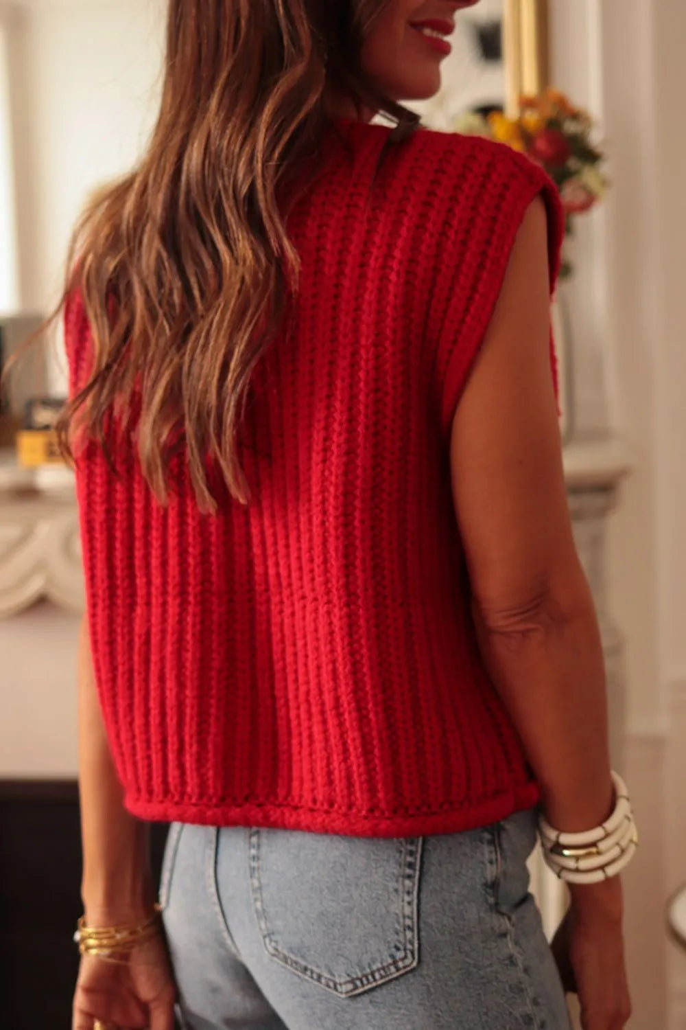 Button Down Sweater Vest with Pockets - adritiX