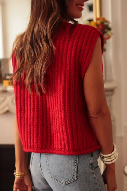 Button Down Sweater Vest with Pockets - adritiX