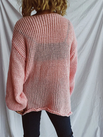 Boat Neck Dropped Shoulder Sweater - adritiX
