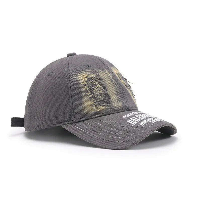 Distressed Letter Cotton Baseball Cap - adritiX
