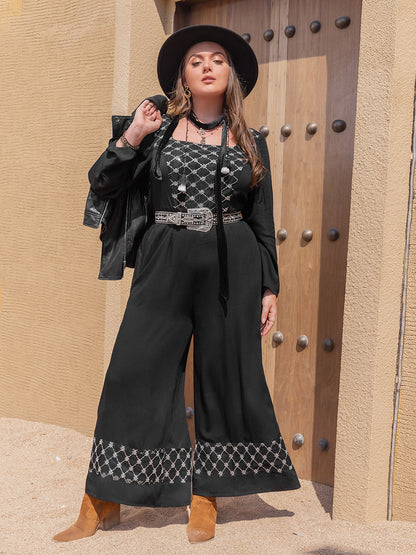 Elegant Plus Size Square Neck Jumpsuit - adritiX