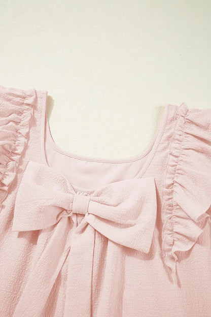 Ruffle Sleeve Bow Back Mini Dress - adritiX