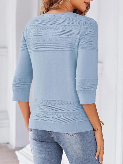 Button Up 3/4 Sleeve Cardigan - adritiX