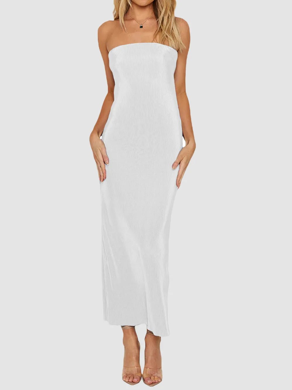 Lace-Up Back Tube Maxi Dress - adritiX