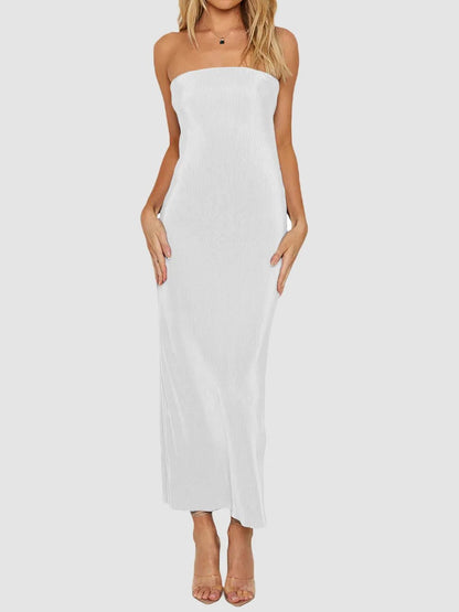 Lace-Up Back Tube Maxi Dress - adritiX