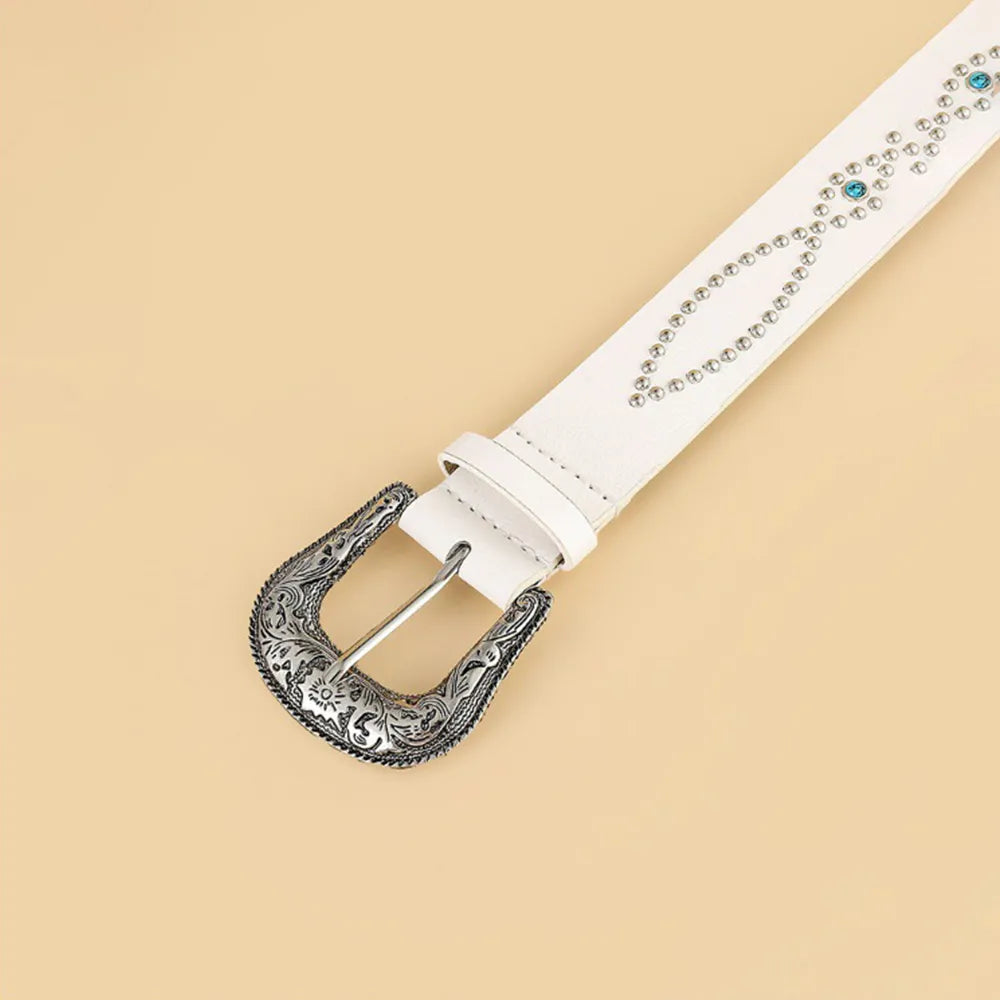 PU Leather Rhinestone Belt - adritiX